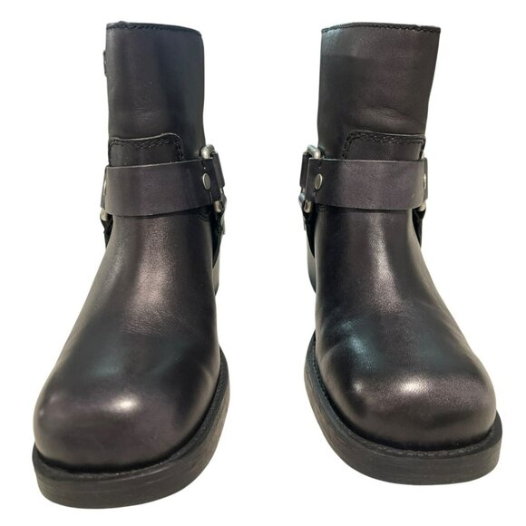 Ash Black Leather Texas Square Biker Boots Size 38 US 8 NEW - Picture 3 of 9